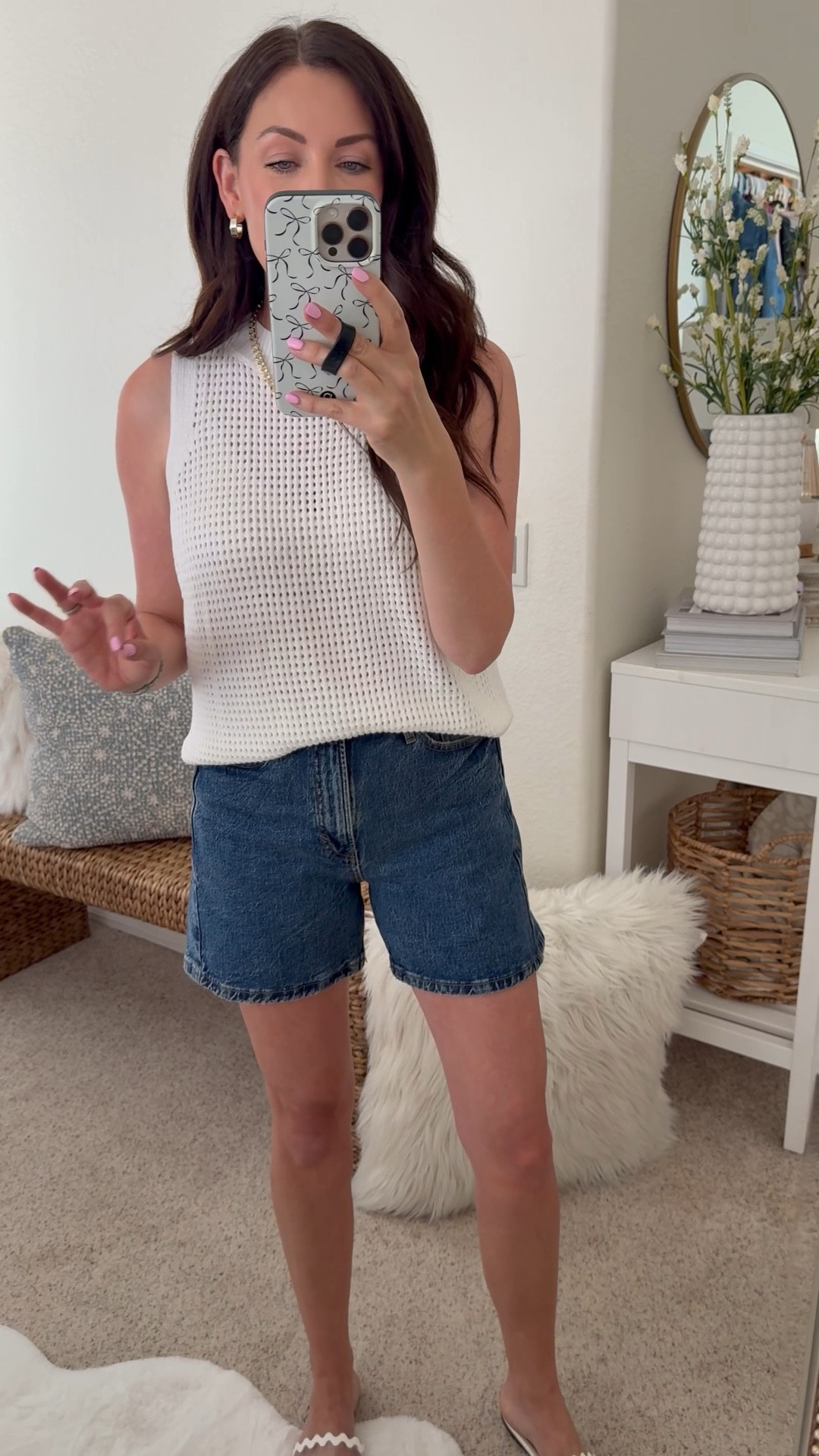 Medium in crochet Amazon tank
Size 4 in shorts, on sale!!!

#LTKFindsUnder50 #LTKSeasonal #LTKSaleAlert