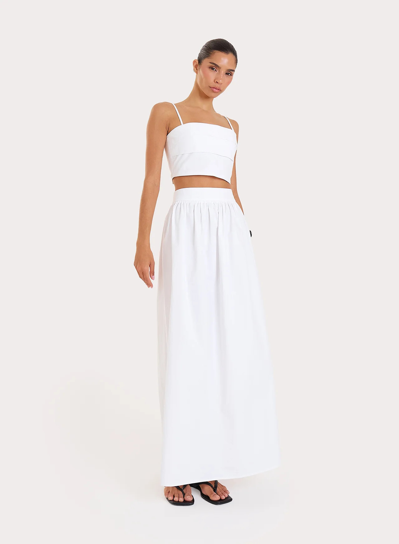 Women's White Cotton A-Line Maxi Skirt | Marina | 4th & Reckless | 4th & Reckless
