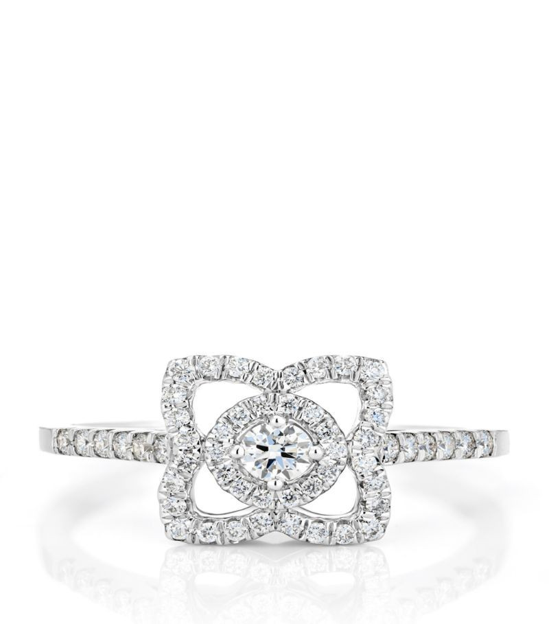 De Beers Jewellers White Gold Enchanted Lotus Single Motif Ring | Harrods