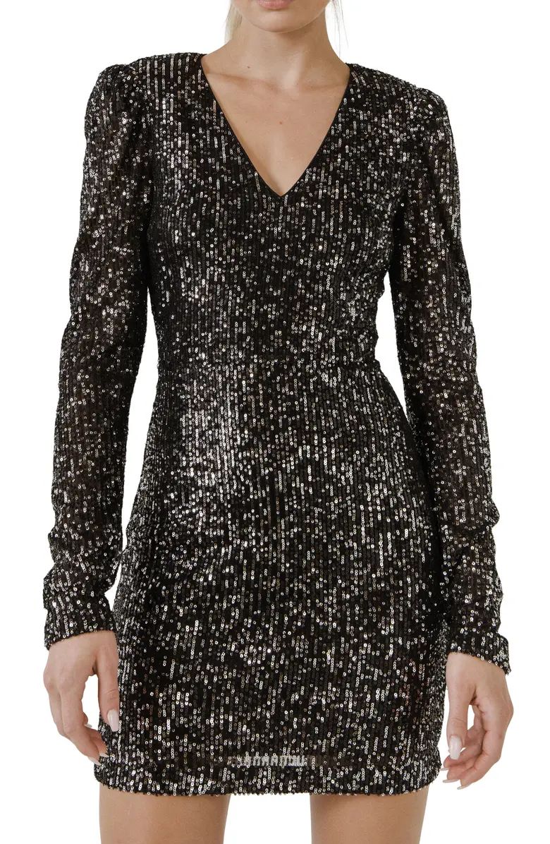 Long Sleeve Sequin Minidress | Nordstrom