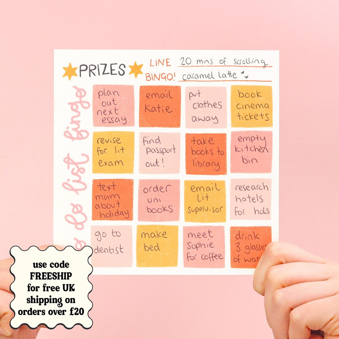 To Do List Bingo - Game Notepad - Square - Fun Organisation Tool - Etsy | Etsy (US)