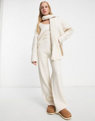 4th & Reckless sweater with scarf and knit pants set in cream | ASOS (Global)