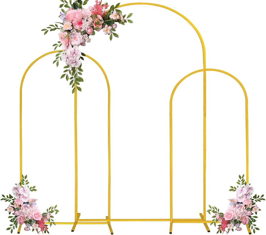 Arch Backdrop Stand 7.2FT, 6FT, 5FT Set of 3 Gold Wedding Arch Stand Balloon Arch Stand Stable Me... | Amazon (US)