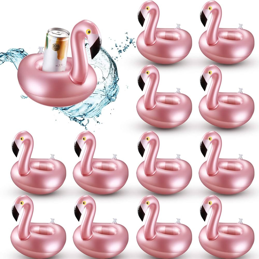 12 Pieces Inflatable Drink Holder Flamingo Drink Floats Reusable Inflatable Cute Animal Cup Coast... | Amazon (US)