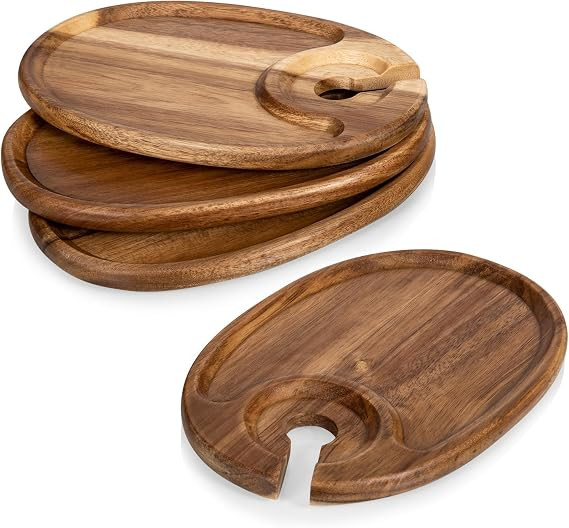 PICNIC TIME TOSCANA -Wine Appetizer Plates, Cocktail Plate with Glass Holder, Cheese Board with W... | Amazon (US)