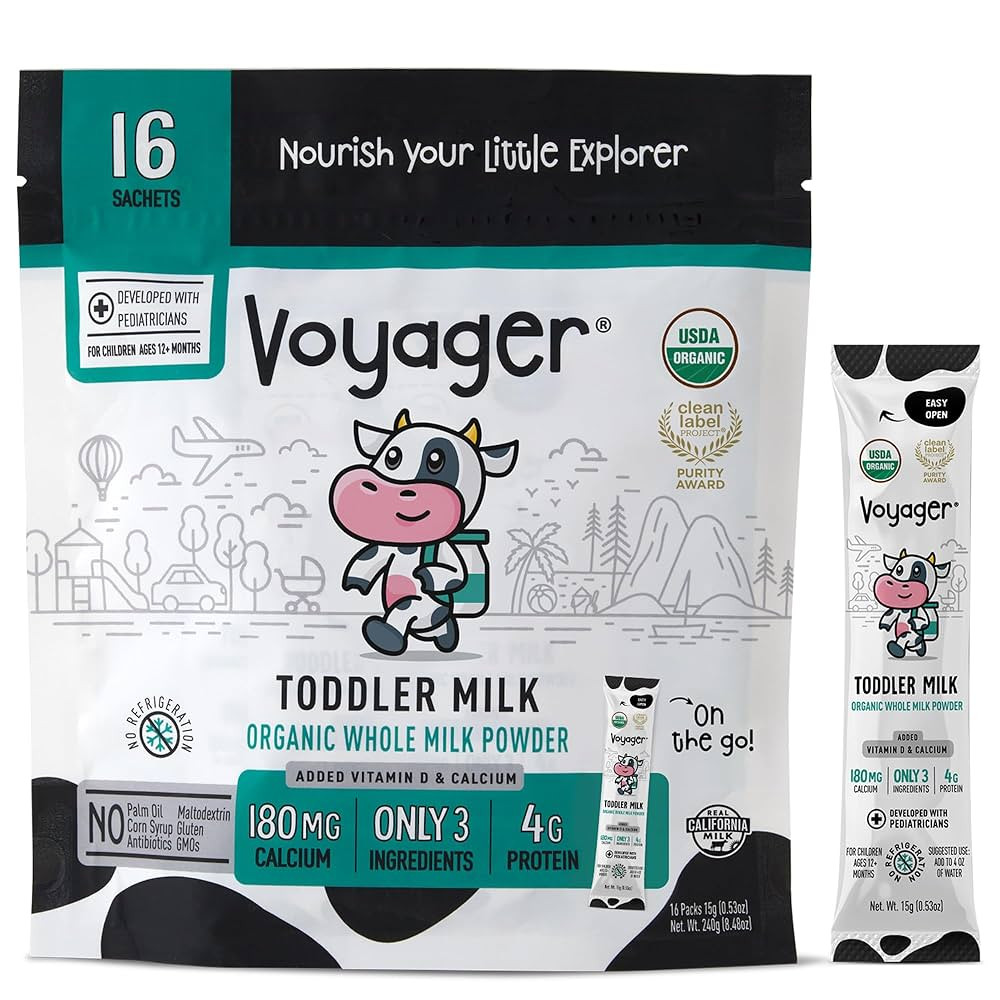 Voyager Toddler Milk On The Go, USDA Organic Shelf Stable Whole Milk Powder, Great for Travel, No... | Amazon (US)