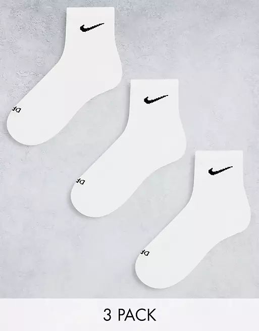 Nike Training Plus Everyday Cushioned 3 pack unisex ankle socks in white | ASOS (Global)