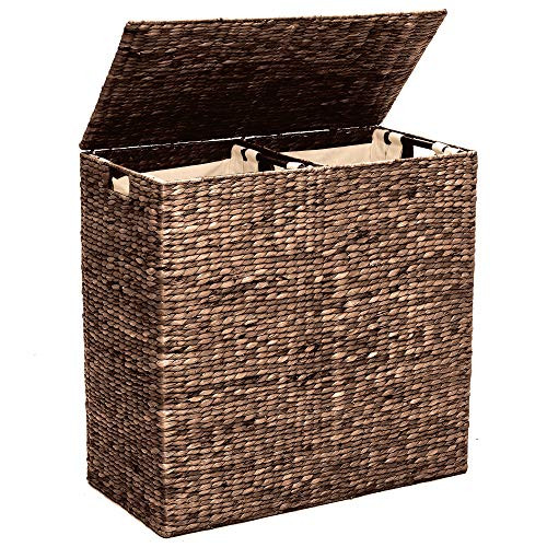 Best Choice Products Rustic Extra Large Natural Woven Water Hyacinth Double Laundry Hamper Storage B | Amazon (US)