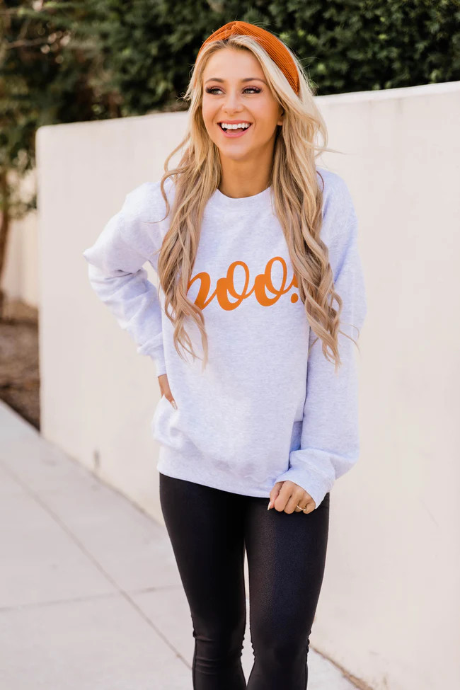 Boo! Graphic Ash Sweatshirt | The Pink Lily Boutique