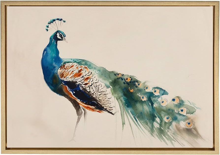 Peacock Paintings Canvas Wall Art Abstract Peacock Wall Art Blue Peacock Painting Watercolour Pea... | Amazon (US)