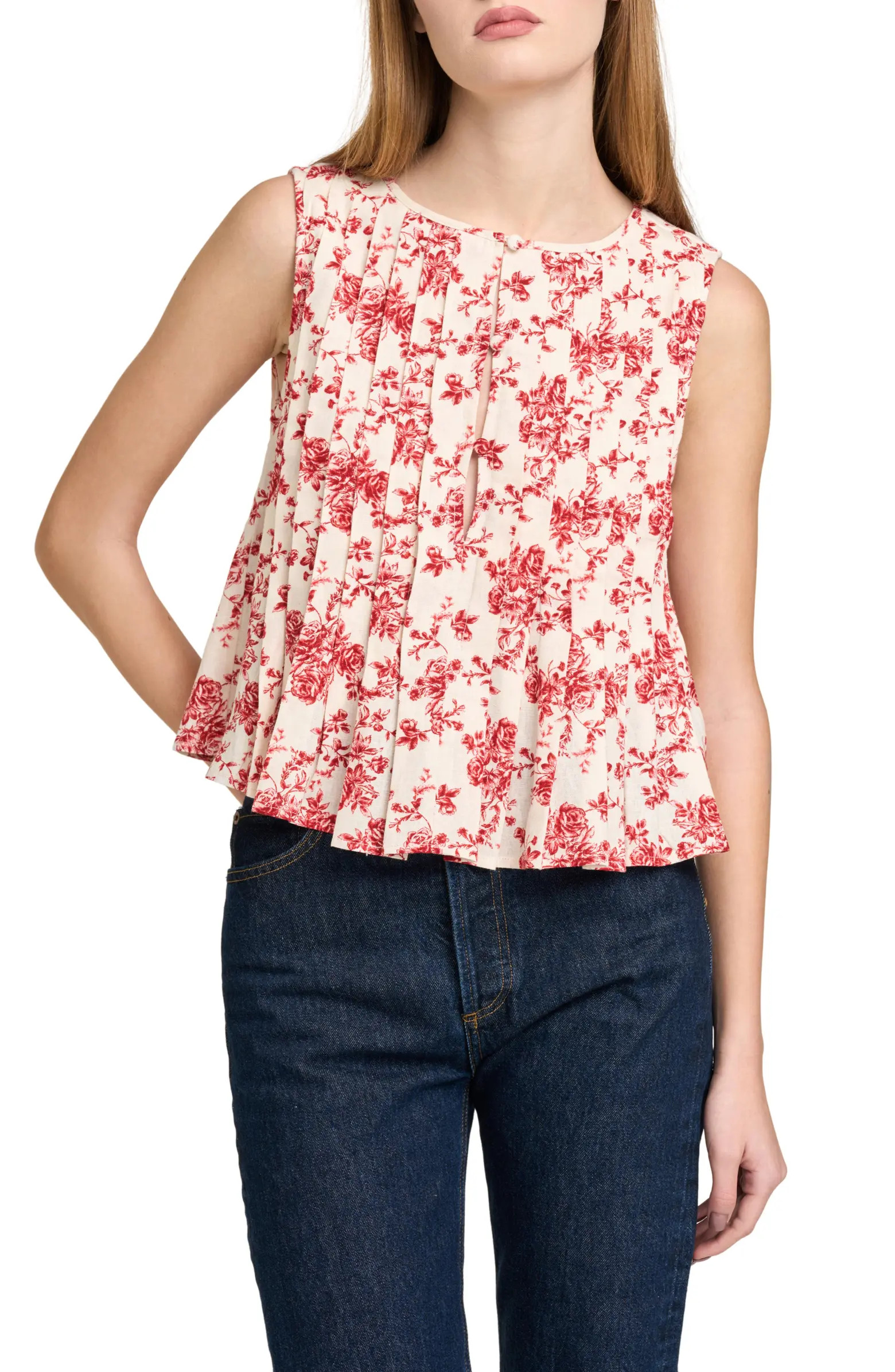 Romy Floral Pleated Top | Nordstrom