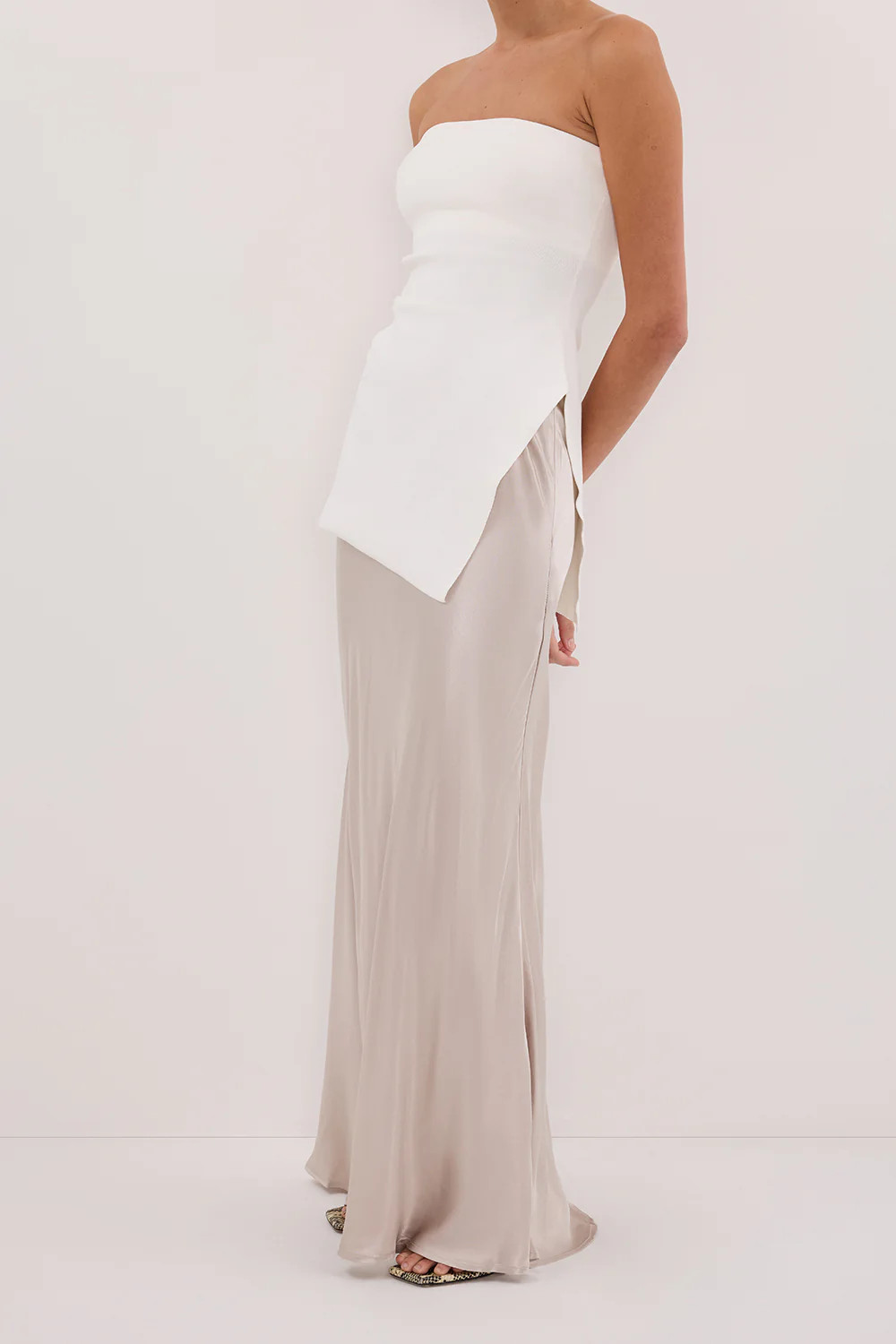 CHARLI CHALK SATIN MAXI SKIRT | DISSH