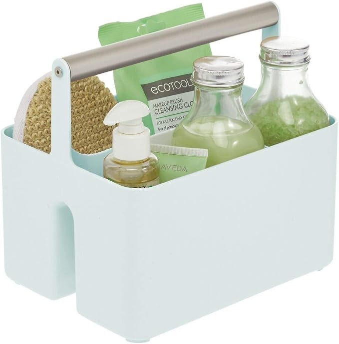 mDesign Plastic Portable Storage Organizer Utility Caddy Tote, Divided Basket Bin with Metal Hand... | Amazon (US)