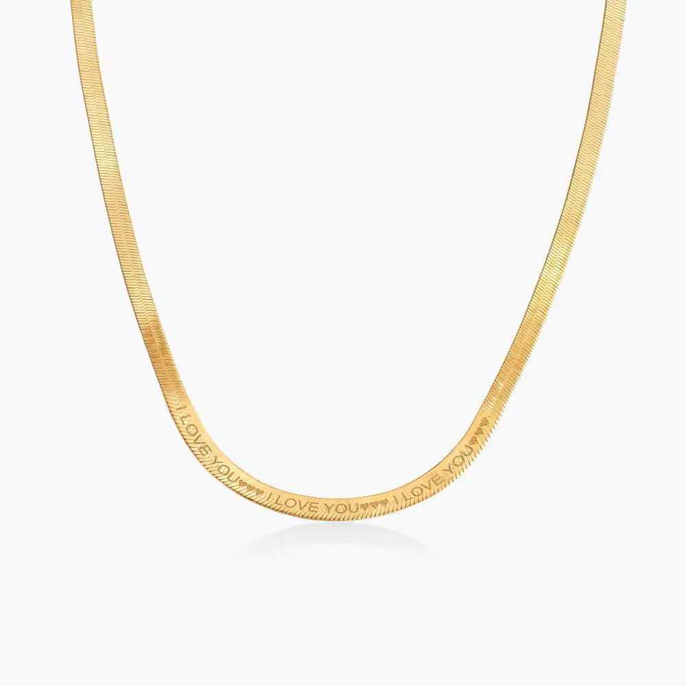 Herringbone Engraved Chain Necklace - Gold Vermeil | Oak & Luna (US)