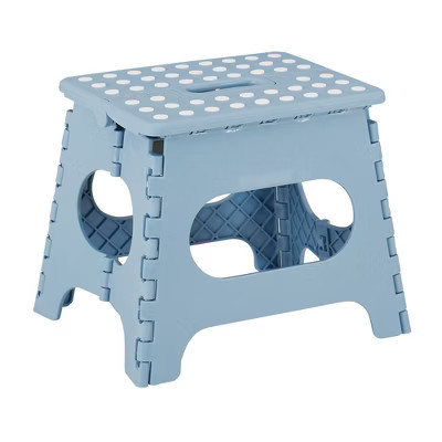 VECELO Folding Step Stool 11 in. Non-Slip Surface Portable Foldable 1 Step Stool with Carry Handle, Heavy Duty Stool Blue | Target