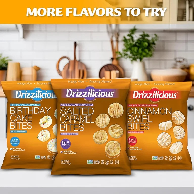 Drizzilicious Mini Rice Cakes Variety Pack, 12 Count, Assorted Flavors | Walmart (US)