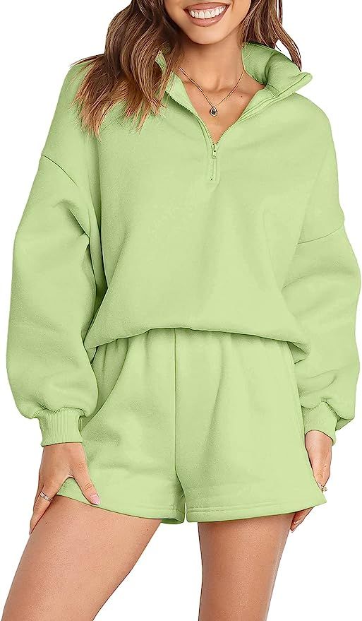 ANRABESS Women's Oversized 2 Piece Lounge Sets Fall Outfits 2022 Long Sleeve Cozy Casual Pajamas ... | Amazon (US)