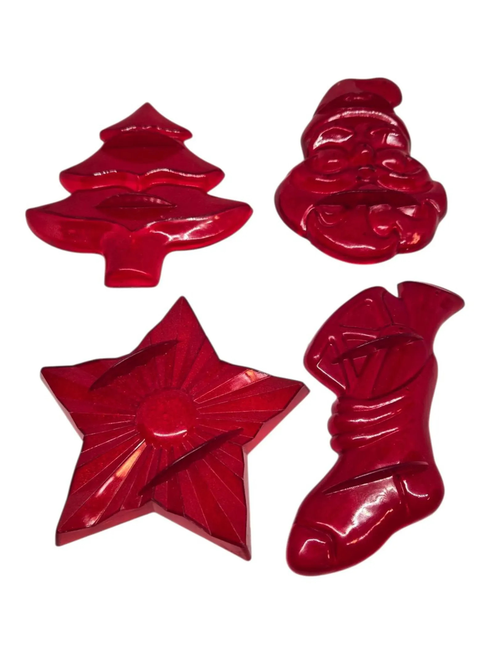 Vintage Aunt Chicks Transparent RED Plastic Christmas Cookie Cutters & Recipe - Etsy | Etsy (US)