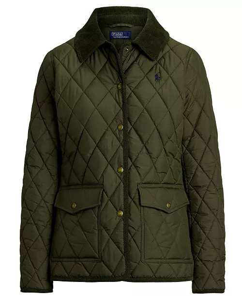 Women's Corduroy-Trim Quilted Barn Jacket | Macy's