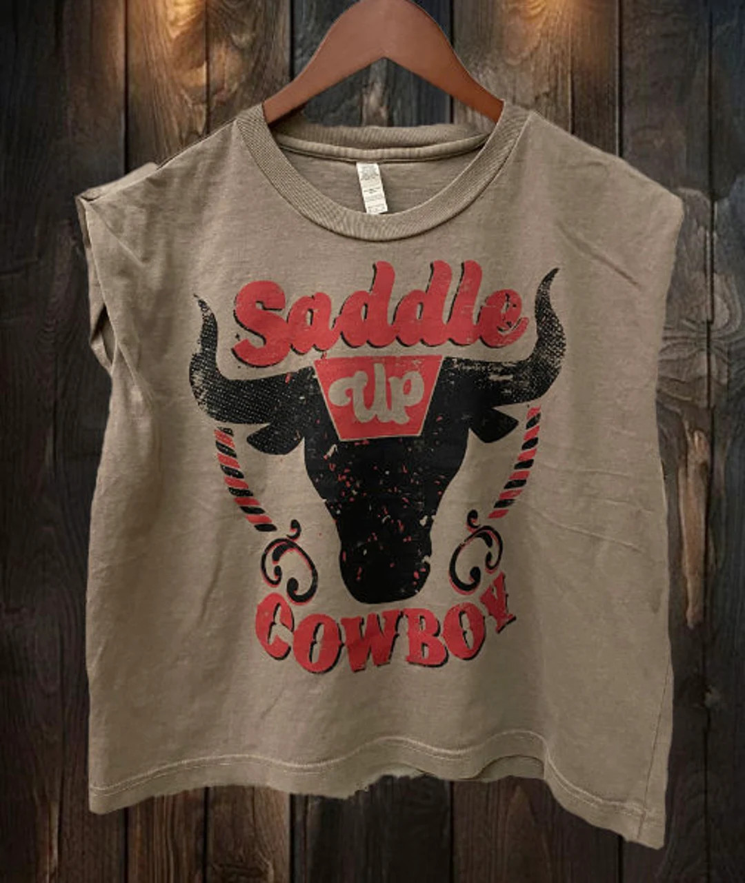 Saddle up Cowboy Boxy Midriff Muscle Crop Top - Etsy | Etsy (US)