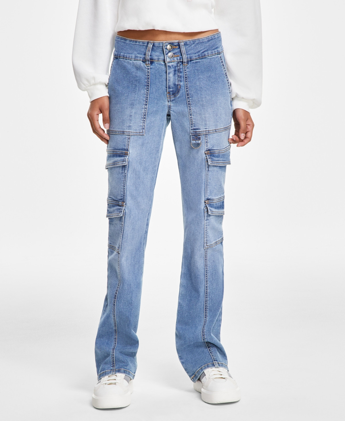 Celebrity Pink Juniors' Bootcut Cargo Jeans - Medium Wash | Macy's