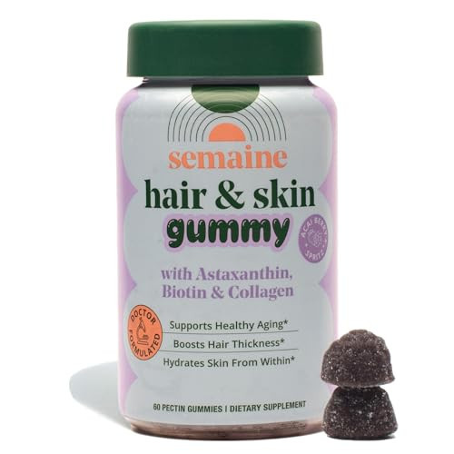 Semaine Hair & Skin Gummy — Collagen Gummy with Astaxanthin – Promotes Healthy Aging, Boosts Hair & Nail Strength, Supports Joints & Immune System, Wrinkle Support. (60 Count) | Amazon (US)