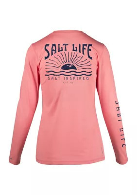 Salt Life Women's Salt Inspired Long Sleeve Graphic T-Shirt, Coral, Large | Belk