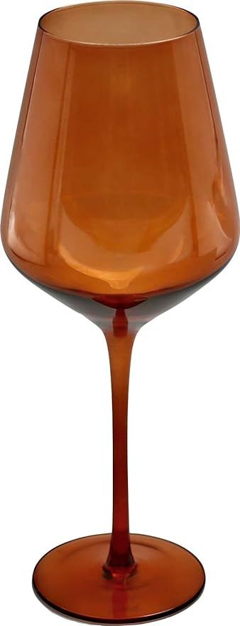 Saludi Dark Orange Leaf Wine Glasses - Perfect for Fall and Halloween, 16.5oz (Set of 6) Stemmed ... | Amazon (US)