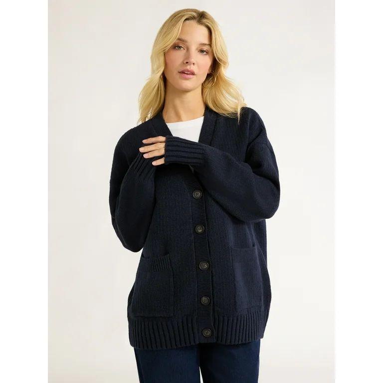 Free Assembly Women’s Grandpa Cardigan Sweater with Long Sleeves, Heavyweight, Sizes XS-XXL - W... | Walmart (US)