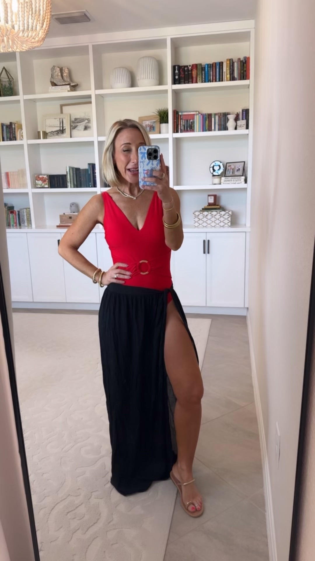 Amazon - cute with coverage one piece swimsuits. Red Retro Metal Ring V Neck One Piece Swimsuit - size small. 17 colors. * Wrap/Skirt coverups - all are one size.

#LTKSeasonal#LTKSwim#LTKOver40 

 