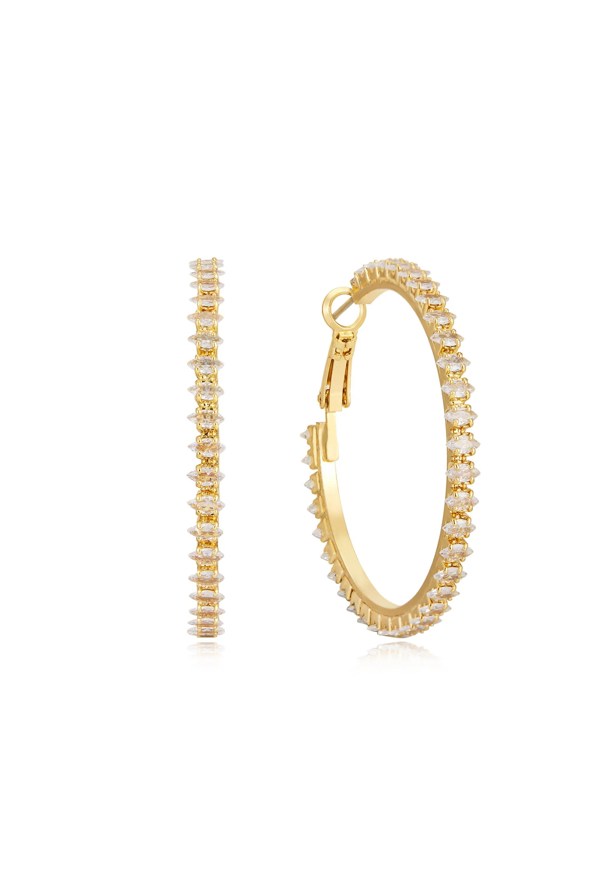 Spotlight Crystal 18k Gold Plated Hoop Earrings | Ettika