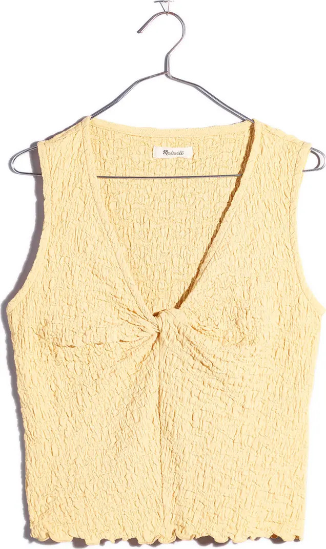 Popcorn Knit Twist Front Sleeveless Crop Top | Nordstrom