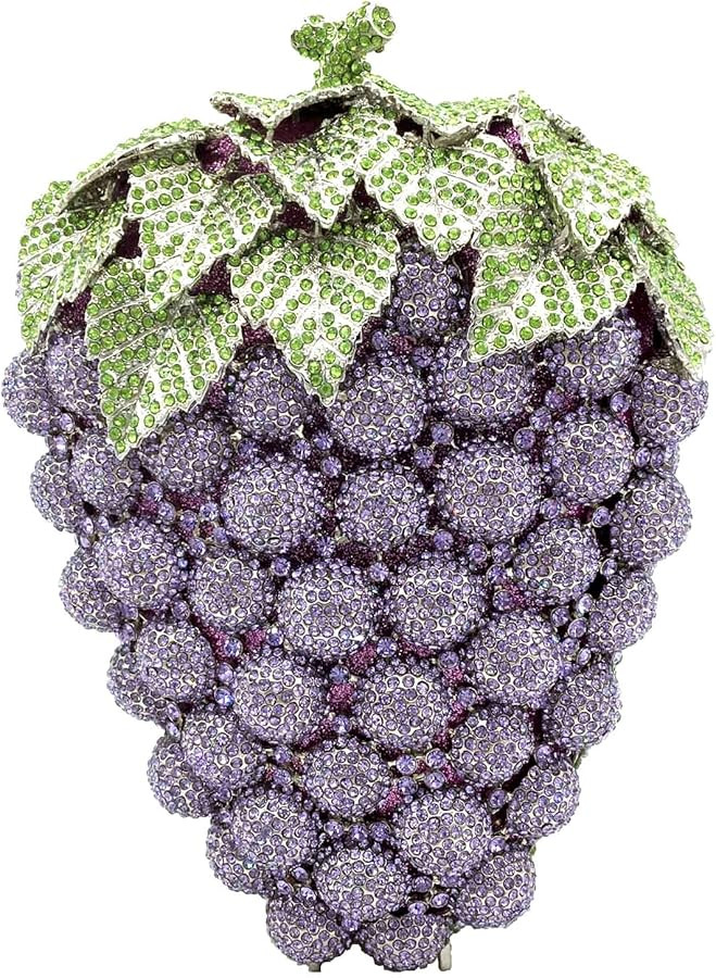 Novelty Grapes Crystal Clutch Bag Women Fruits Evening Handbags Bridal Party Rhinestone Clutch Pu... | Amazon (US)