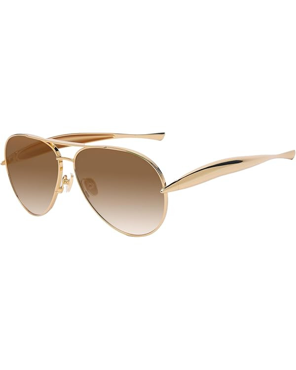 Oversized Aviator Sunglasses For Women 70s Retro 2025 Metal Shades with Gold Streamline Arms | Amazon (US)