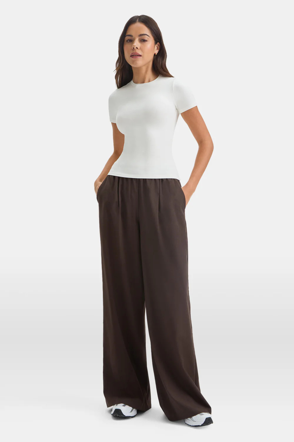 Drawstring Wide Leg Trousers - Americano | TALA (UK)