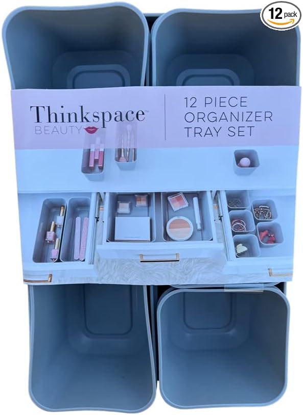 ThinkSpace Beauty 12 Pieces Plastic Desk Drawer Organizer and Storage, Vanity Desk Drawer Organiz... | Amazon (US)