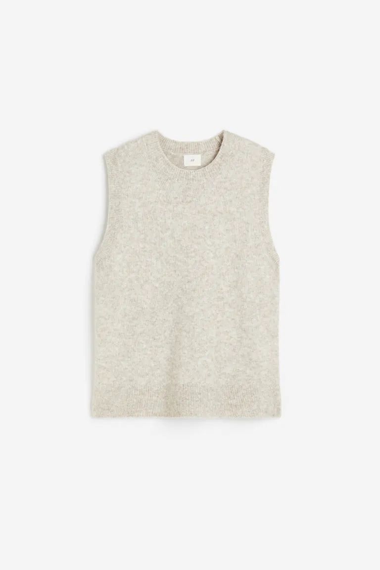 Sweater vest - Light beige melange - Ladies | H&M US | H&M (US)