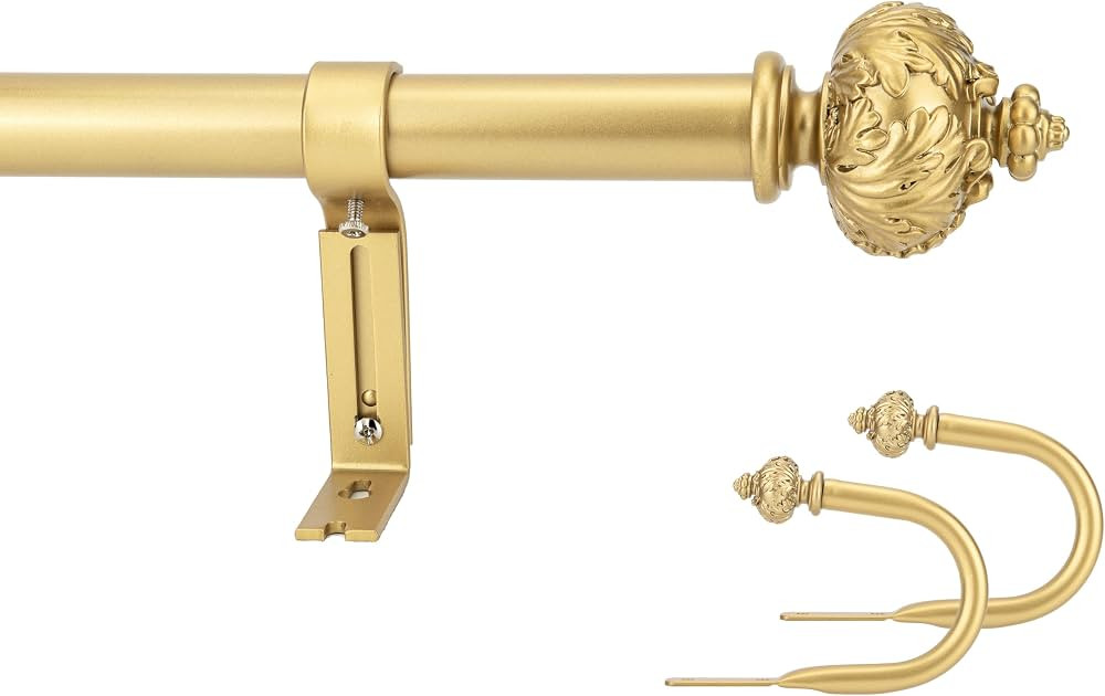 1" Curtain Rod with Albert Finials (Gold,28''-48'') | Amazon (US)