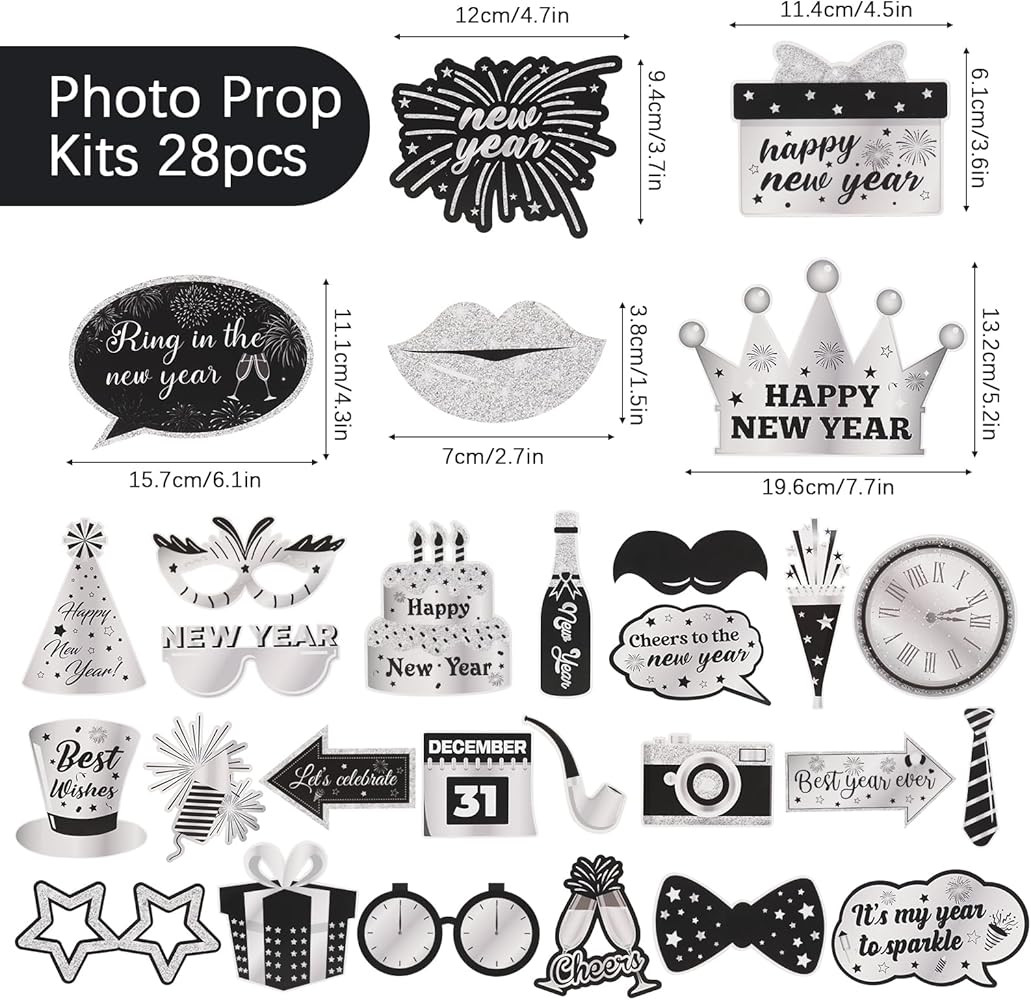 YVAINE 2026 New Years Eve Party supplies, 53 pcs Included New Years Glitter Hats and Headband Hap... | Amazon (US)