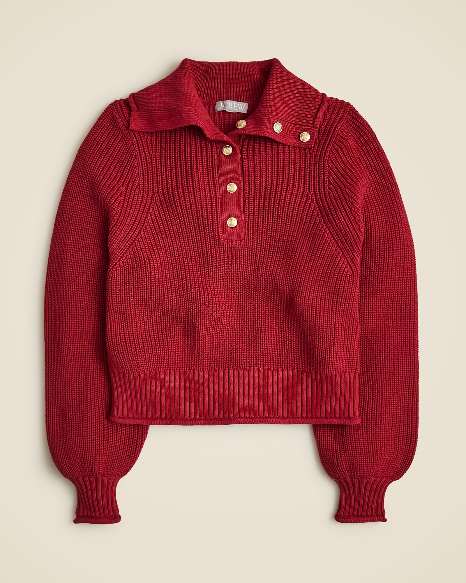 Ribbed cotton button-collar sweater | J. Crew US