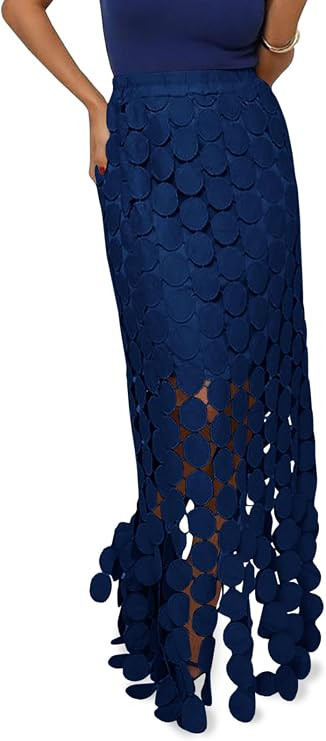 Cicy Bell Womens Hollow Out Maxi Skirts Summer Boho Fringe Hem Long Skirt | Amazon (US)