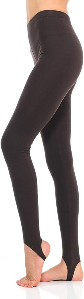 JJJ Women's Solid Cotton Spandex Jersey Stirrup Leggings - Runs Small | Amazon (US)