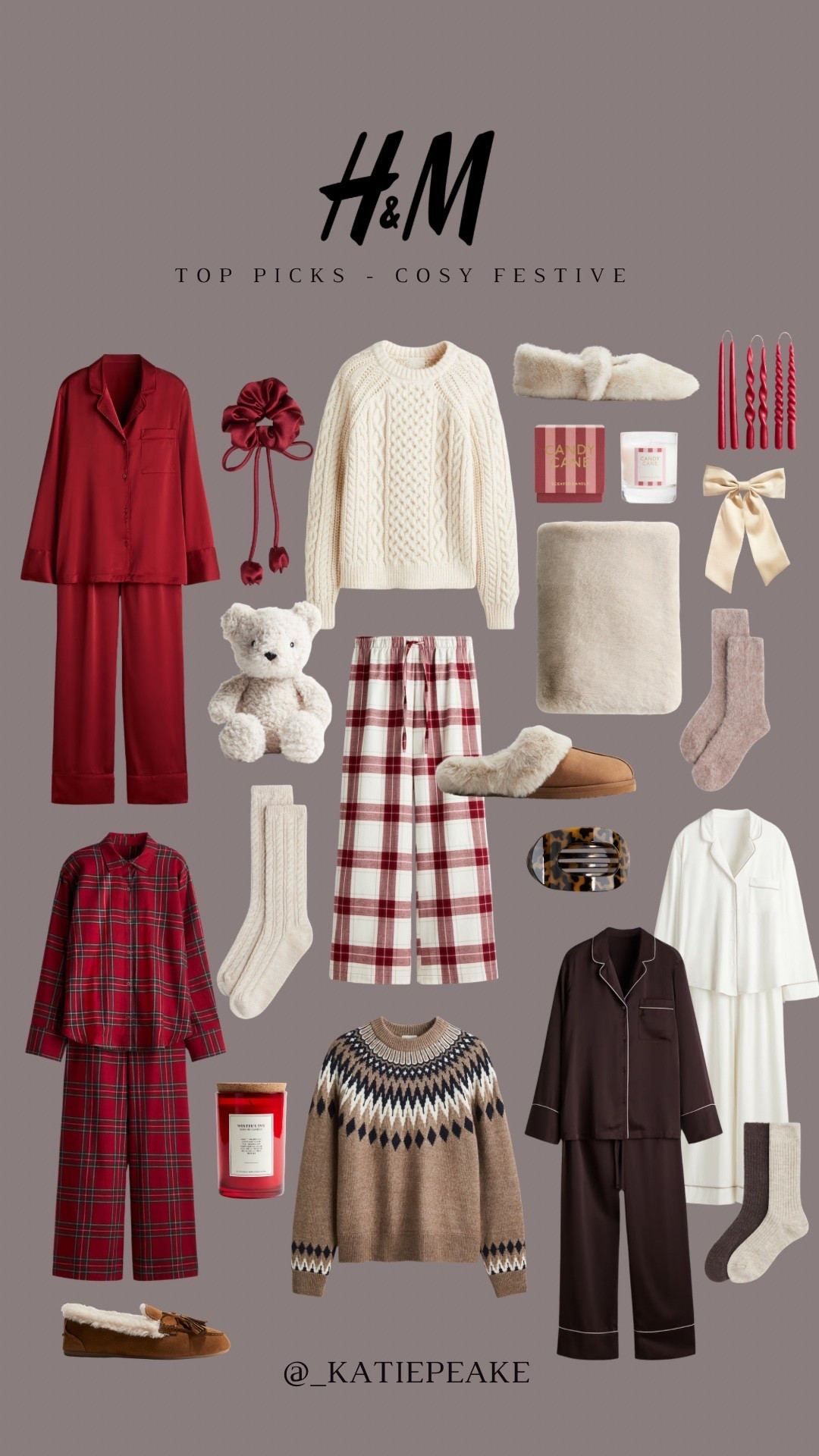 H&M - cosy festive ♥️✨ 20% off for Black Friday 

Tartan pyjamas, satin pyjamas, cable knit jumper, wool socks, wool jumper, slippers, candle 


#LTKfestive #LTKgiftguide #LTKCyberWeek