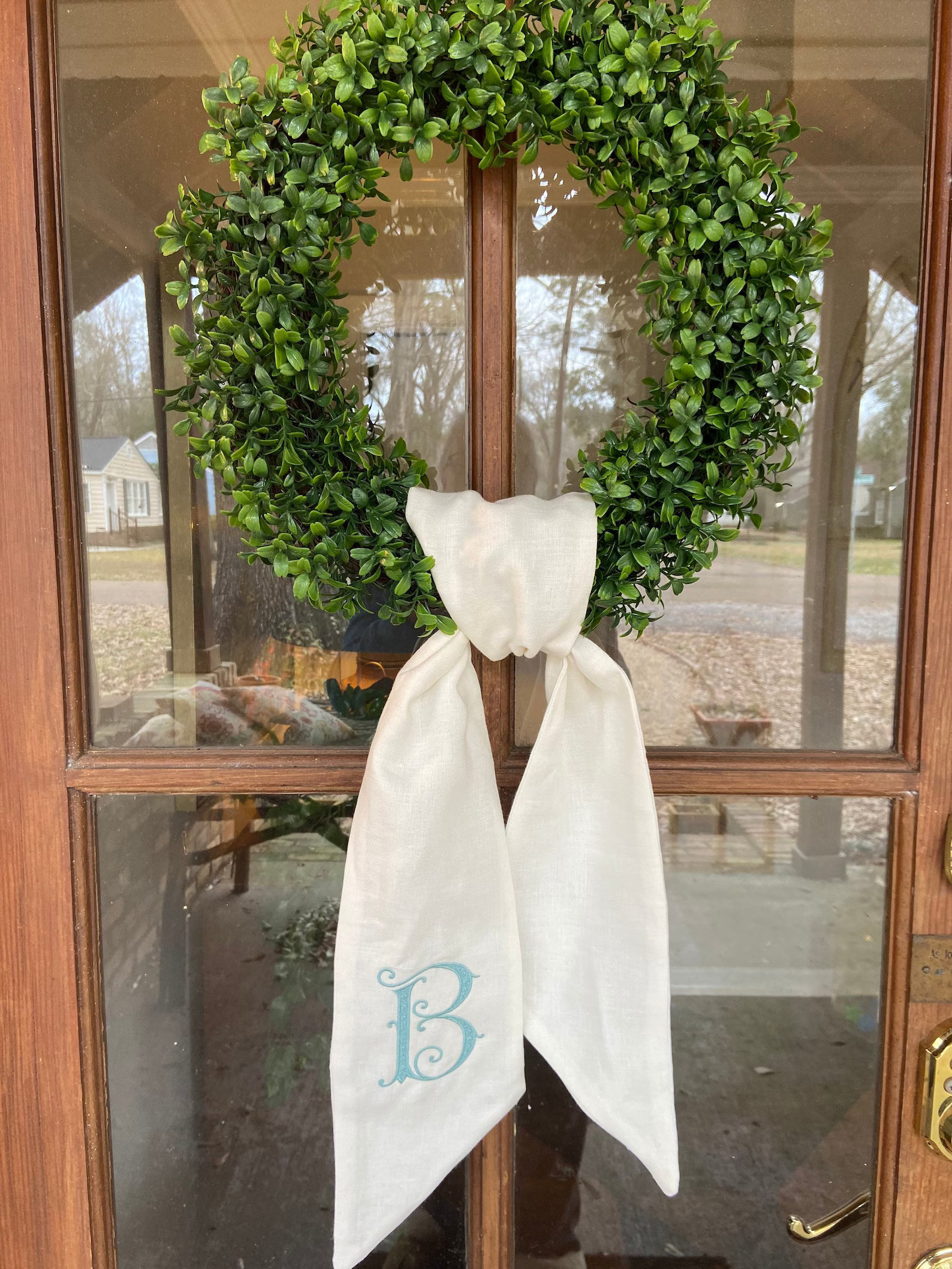 Wreath Sash, Monogrammed Wreath Sash, Personalized Sash for Wreath, Linen Sash for Door, Monogram... | Etsy (US)