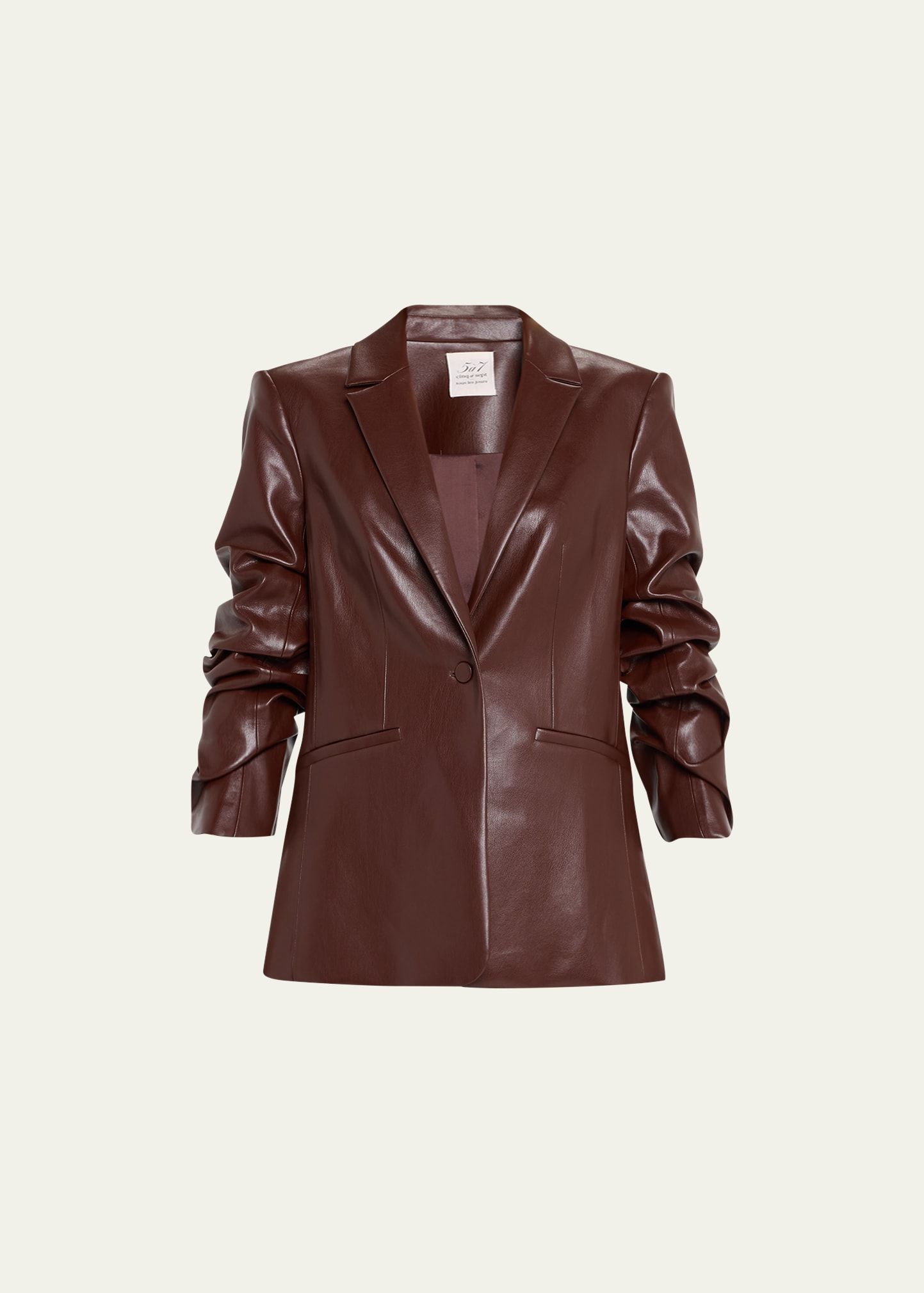 Cinq a Sept Kylie Faux-Leather Scrunched-Sleeve Jacket | Bergdorf Goodman