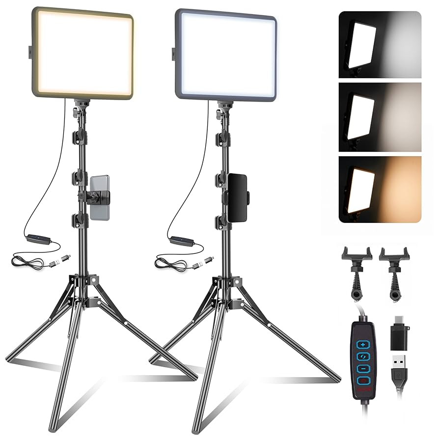2-Pack LED Video Light Kit, NiceVeedi Studio Light, 2800-6500K Dimmable Photography Lighting Kit ... | Amazon (US)
