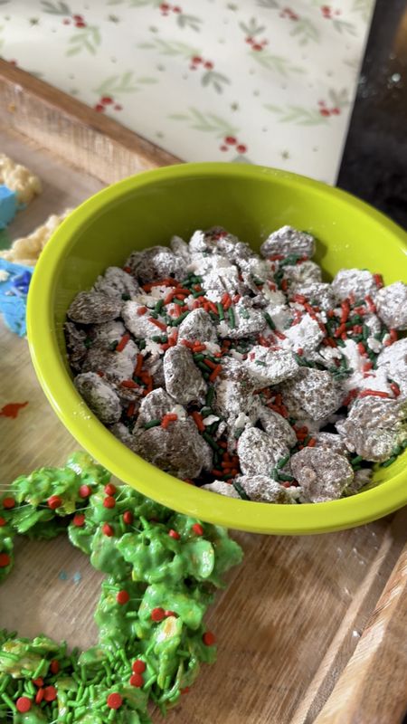 INSTAGRAM CAPTION

#AD These are some of my favorite non baking treats to make during the holidays for all of those fun get-togethers with friends and family. You can find all of the ingredients at @Target #TargetPartner #kelloggsricekrispies 
FESTIVE FROSTED RICE
KRISPIES® BARS
Ingredients
• 3 TBSP butter or margarine
• 1 package Jet-Puffed marshmallows
• 6 cups Kellogg’s® Rice Krispies® cereal
• Food coloring
• Sprinkles
• 12 oz. White chocolate chips
Directions
Melt butter over
low heat. Add marshmallows and stir
until completely melted. Remove from
heat.
2. Add Kellogg’s® Rice Krispies® cereal.
3.Press mixture into a coated, 13 x 9 x 2-
inch pan. Let cool.
4. Cut into 2-inch squares and dip in melted chocolate.

CRISPIX® PB CHOCOLATE CRUNCH
YIELDS: 16 SERVINGS
• 1 package 6 oz semi-sweet chocolate
morsels
• 1⁄4 cup peanut butter
• 6 cups Kellogg’s® Crispix® cereal
• 1 cup powdered sugar
Directions
1. Melt chocolate morsels over low heat,Stir in peanut butter
2. In a large bowl, pour chocolate mixture over cereal.
3. Place powdered sugar in 2-gallon, plastic bag. Add cereal
mixture. Close bag and gently toss until evenly coated.

CORN FLAKES® WREATHS
YIELDS: 16 SERVINGS
Ingredients
• 1/3 cup butter or margarine
• 1 package 10oz Jet-Puffed marshmallows 
• 6 cups Kellogg’s® Corn Flakes® cereal
• 1 TSP green food coloring
• Red sprinkles
• Prepared vanilla frosting
Directions
1. Melt butter in a large saucepan over low heat. Add
marshmallows and stir until completely melted.
Remove from heat. Stir in food coloring.
2. Add Kellogg’s® Corn Flakes® cereal.
3. Portion warm cereal mixture evenly, by using 1⁄4 dry
measuring cup, coated with cooking spray.
4. Using sprayed/buttered hands, quickly shape into
individual wreaths.
5. Add red sprinkles.




#LTKSeasonal #LTKGiftGuide #LTKHoliday