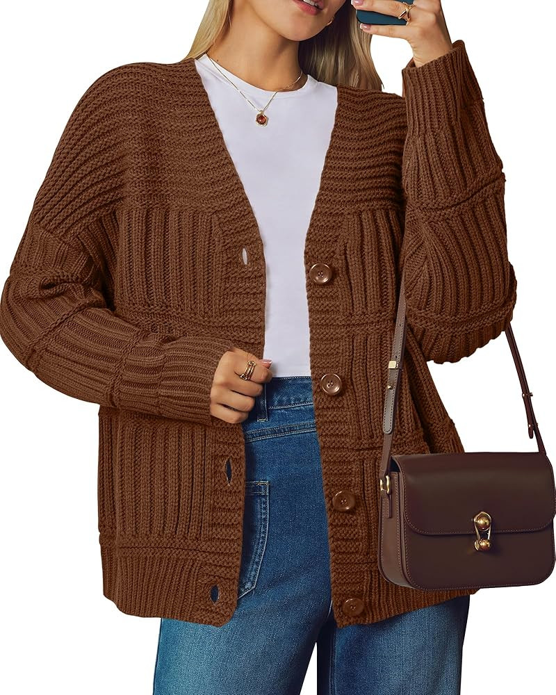 Arach&Cloz Women's Wool Blend Chunky Knit Winter Cardigan Sweaters Outfits | Amazon (US)