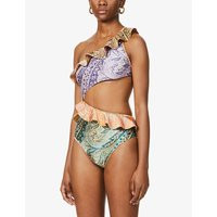 Brighton paisley-print asymmetric-neck swimsuit | Selfridges