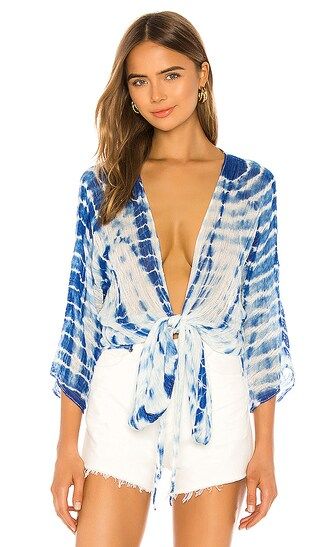 Daisy Wrap Top Cover Up in Blue Multi | Revolve Clothing (Global)